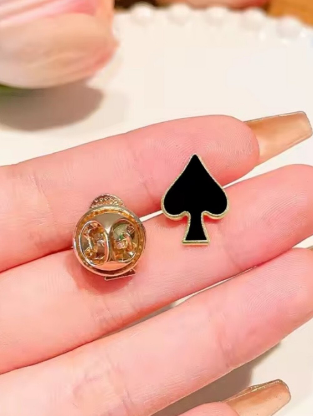 Black Spade Playing Card Suit Enamel Lapel Pin